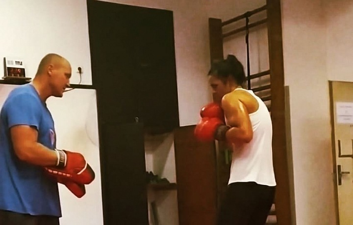 Bára při tréninku. 