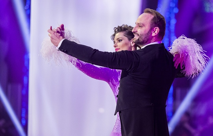 Marek Dědík s Martinou Viktorií Kopeckou  na parketě. 