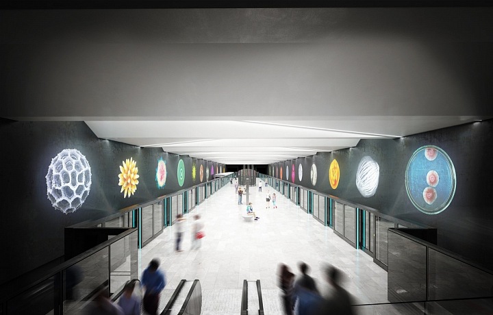 Vizualizace stanice metra D. 