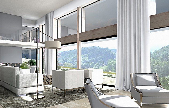 Vila za Prahou - obývací pokoj