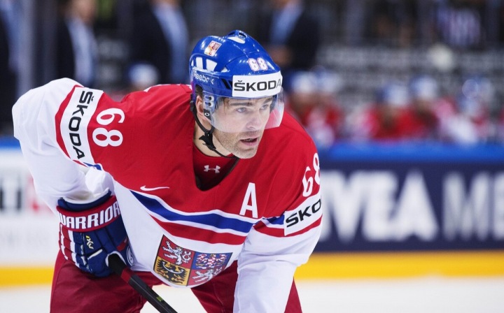 Jaromír Jágr na ledě. 