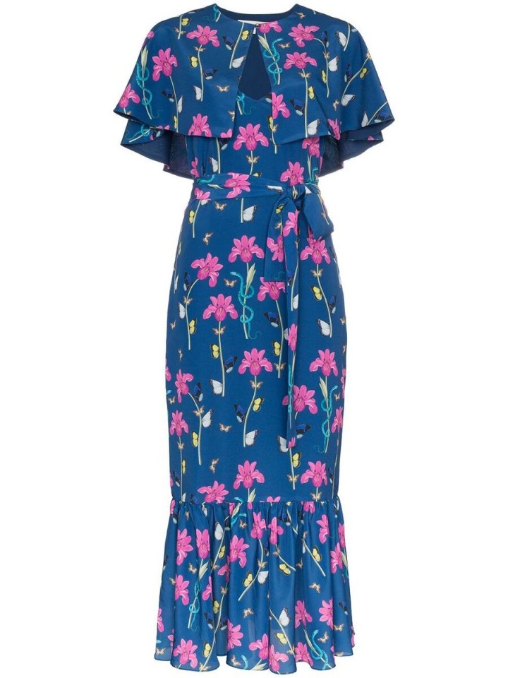 Modré šaty s květinami Borgo De Nor