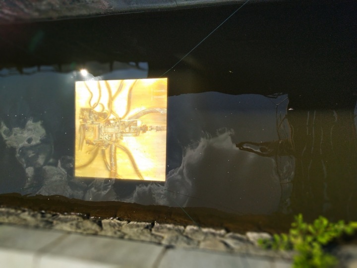 Několik obrazů pluje pod hladinou Vltavy. 