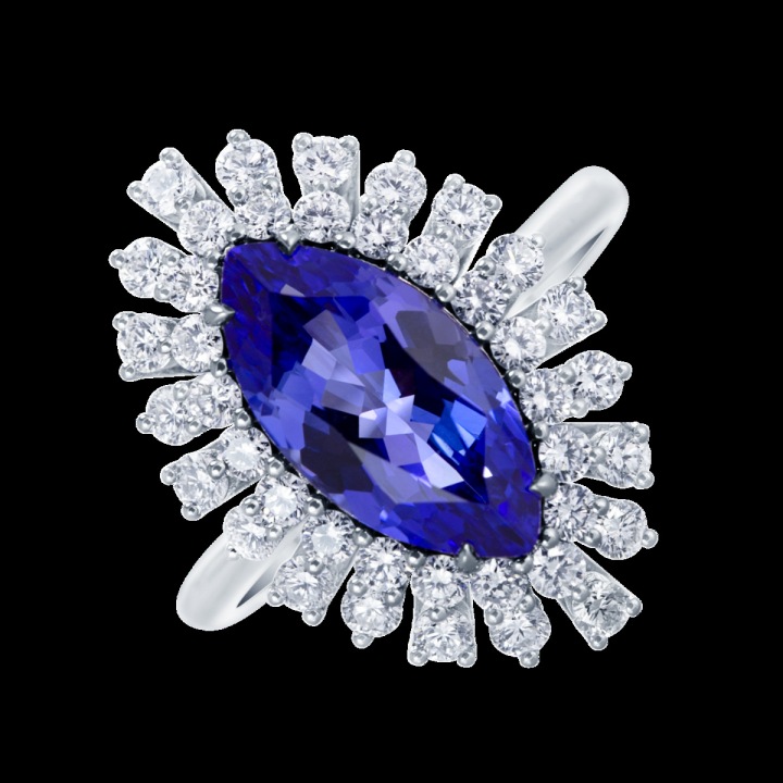 Prsten s tanzanitem.