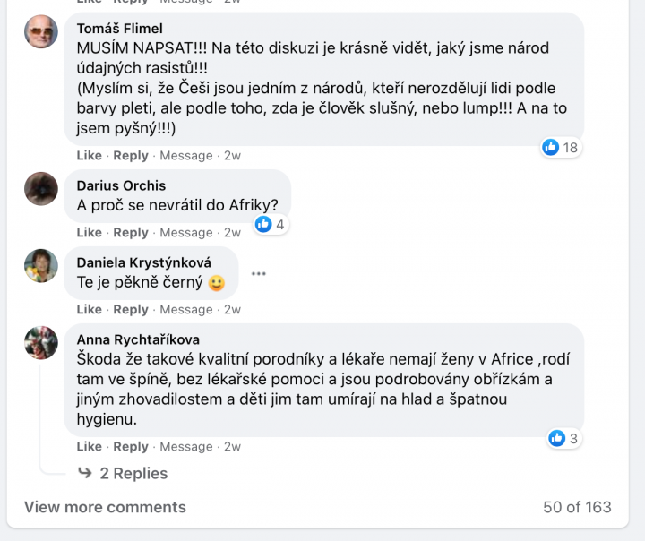 Komentáře čtenářů k rozhovoru s porodníkem z Ghany