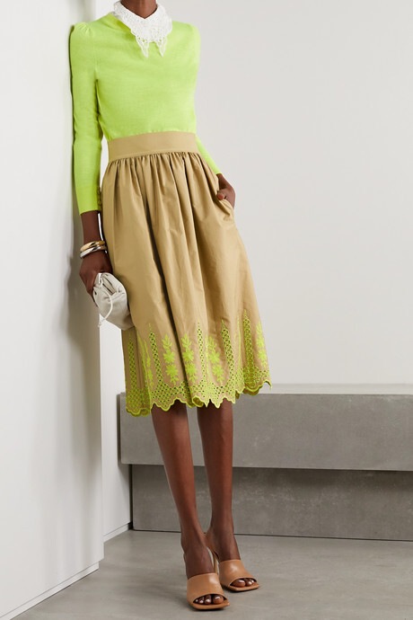 Béžová vyšívaná sukně Adam Lippes