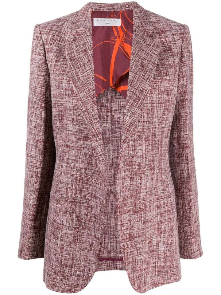 Vínový tvídový blazer Victoria Beckham