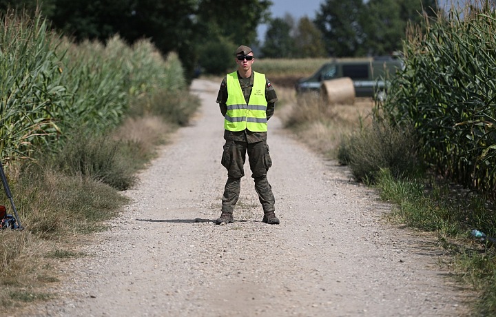 Miesto havárie drona v Poľsku